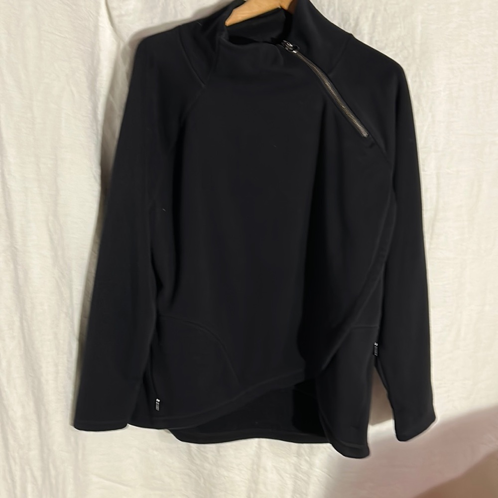 WOMENS VERY GENTLY USED ATHLETA HALF ZIP PULLOVER/BLACK/SIZE L/FRONT POCKETS/